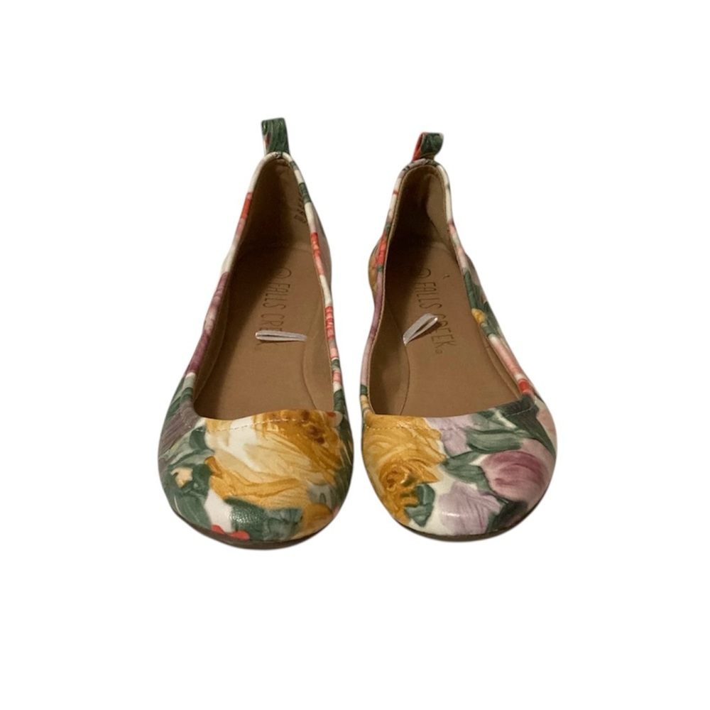 Falls Creek Size 7 Floral Watercolor Ballet Flats - Picture 3 of 12